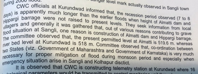 CWC quote about Kurundwad flood